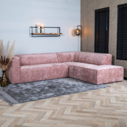 Hoekbank Memphis roze stof chenille rechts - Afbeelding 4