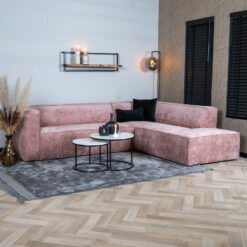 Hoekbank Memphis roze stof chenille rechts - Afbeelding 3