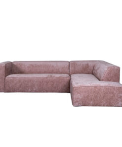 Hoekbank Memphis roze stof chenille rechts