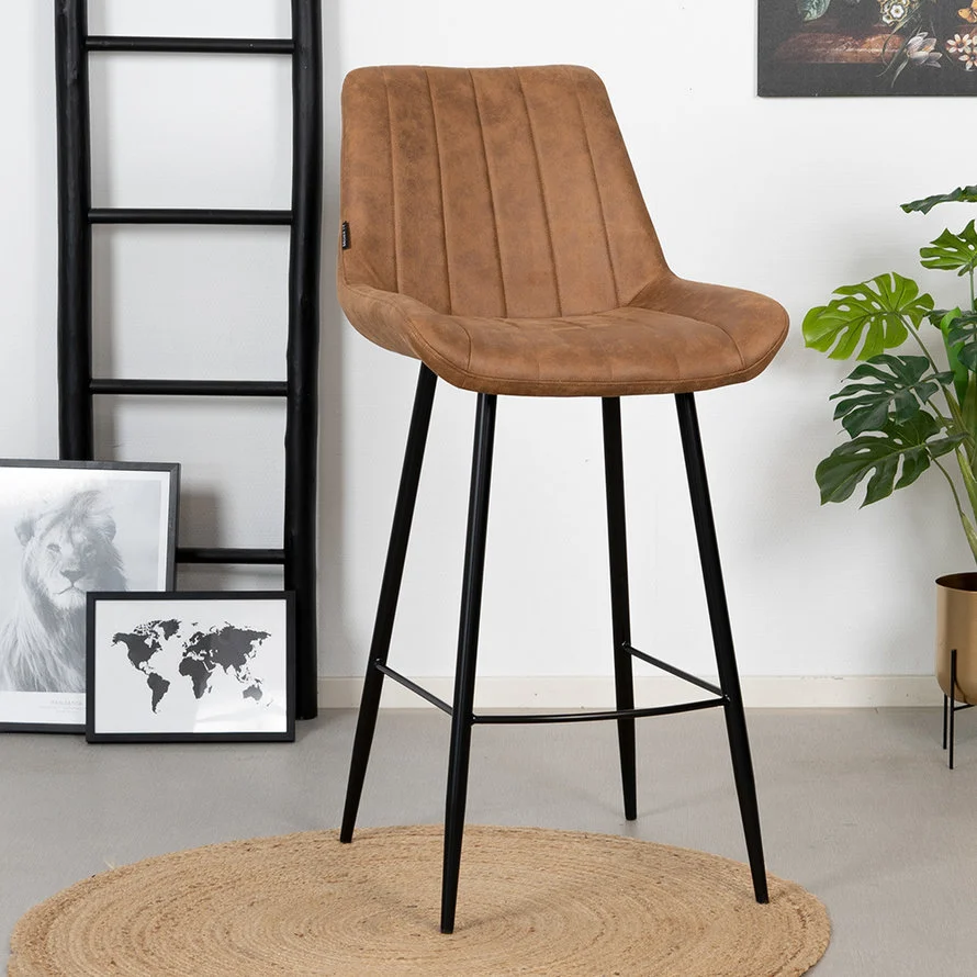 Industriële barkruk Brooke cognac 72 cm - Afbeelding 4