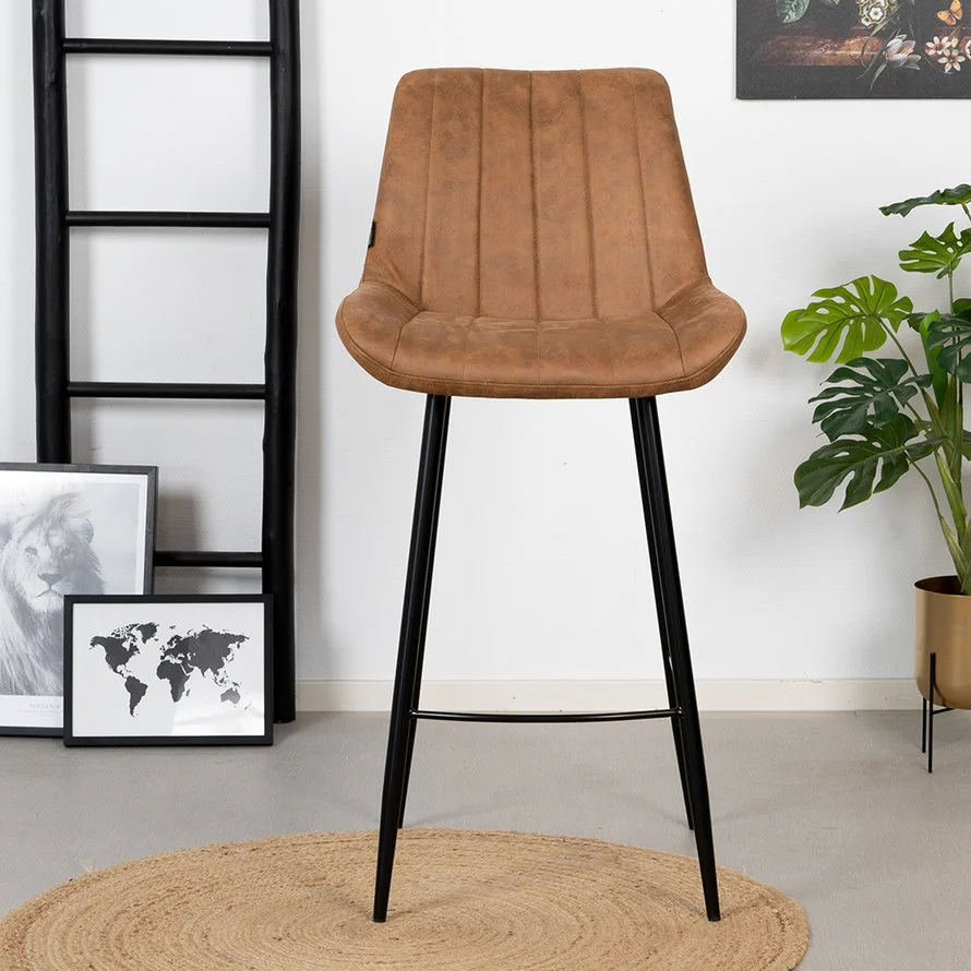 Industriële barkruk Brooke cognac 72 cm - Afbeelding 5