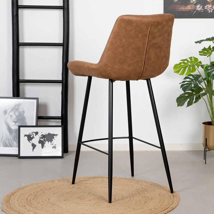 Industriële barkruk Brooke cognac 72 cm - Afbeelding 6