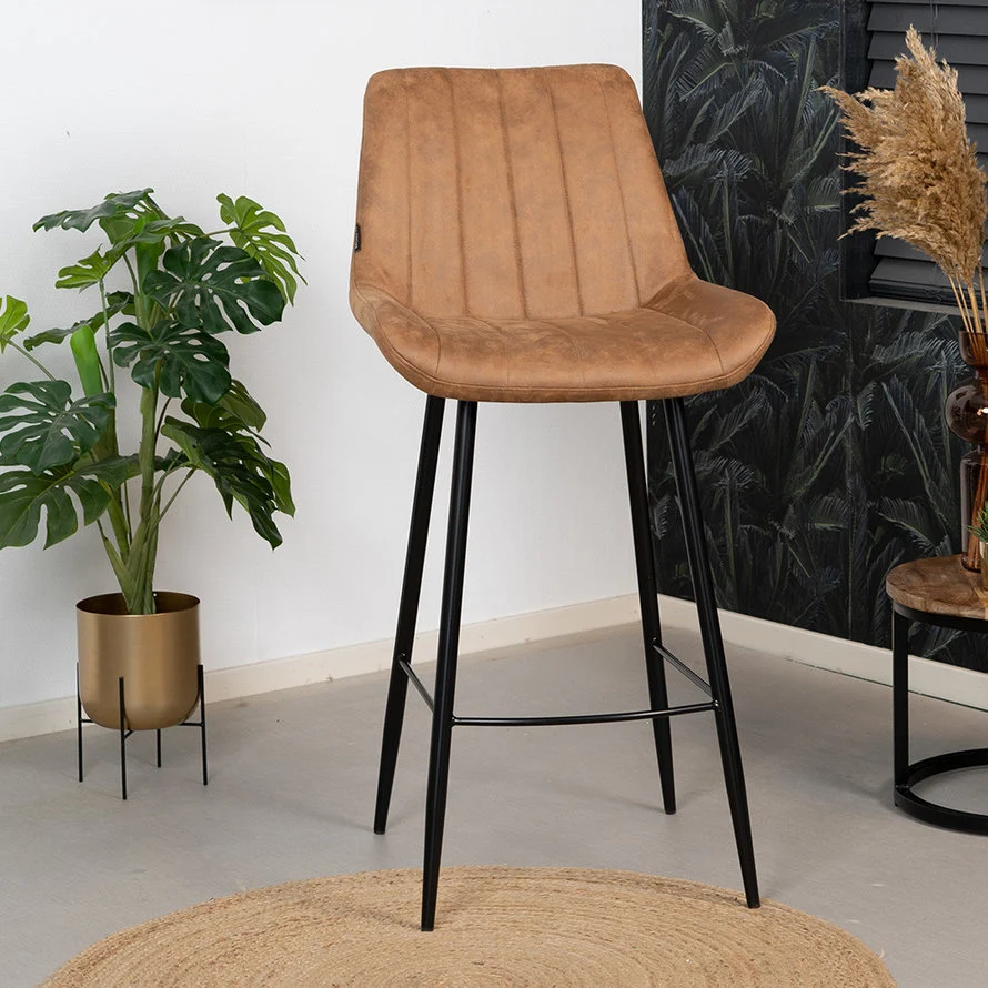 Industriële barkruk Brooke cognac 72 cm - Afbeelding 7