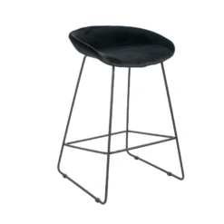 Velvet barkruk Oslo zwart 66 cm