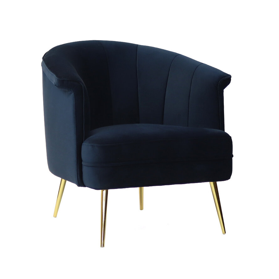 Velvet fauteuil Amy donkerblauw
