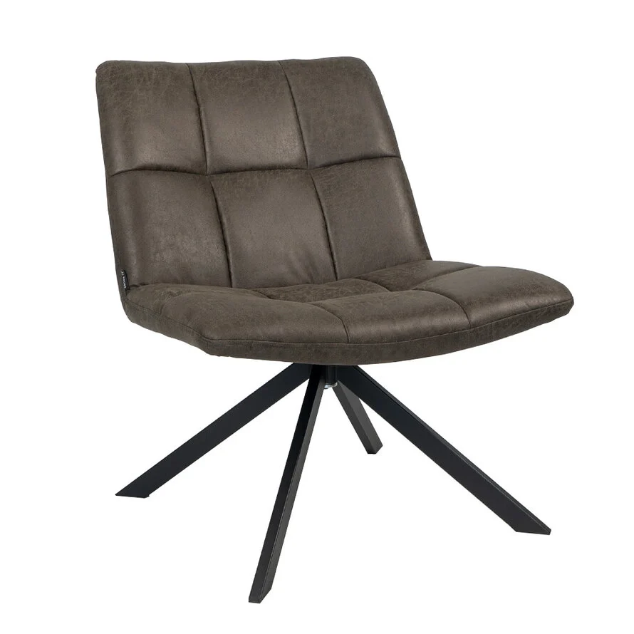 Industriële fauteuil Eevi antraciet eco-leer