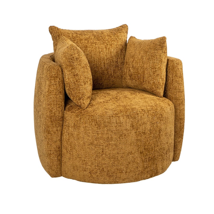 Fauteuil Ruby chenille stof okergeel