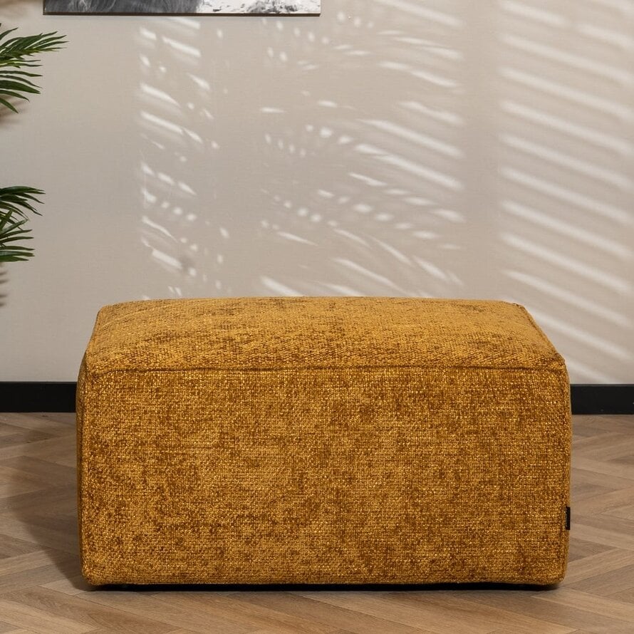 Hocker Memphis okergeel stof chenille - Afbeelding 2