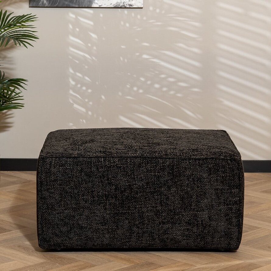 Hocker Memphis zwart stof chenille - Afbeelding 2