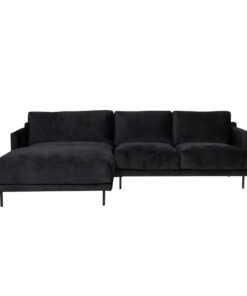 Velvet hoekbank Denver zwart links