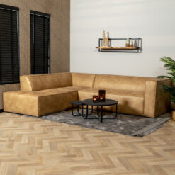 Industriële hoekbank Memphis eco-leer beige links - Afbeelding 3