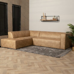 Industriële hoekbank Memphis eco-leer beige links - Afbeelding 4