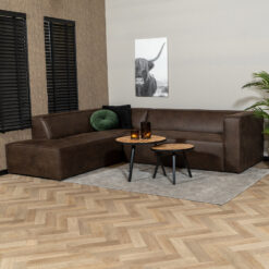 Industriële hoekbank Memphis eco-leer bruin links - Afbeelding 3