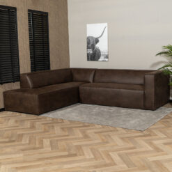 Industriële hoekbank Memphis eco-leer bruin links - Afbeelding 4