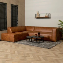 Alternative view of Hoekbank Memphis eco-leer cognac links