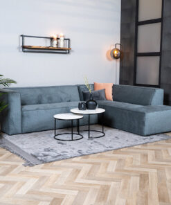 Scandinavische hoekbank Memphis antraciet stof gemêleerd rechts - Afbeelding 3