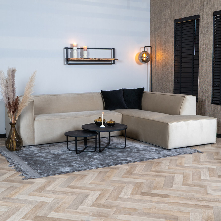 Velvet hoekbank Memphis beige rechts - Afbeelding 3