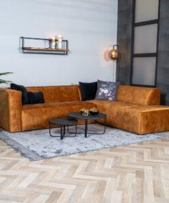Alternative view of Velvet hoekbank Memphis okergeel rechts