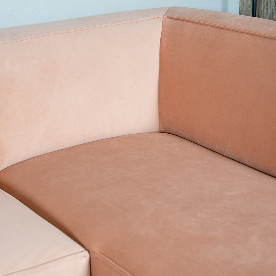 Velvet hoekbank Memphis roze rechts - Afbeelding 5