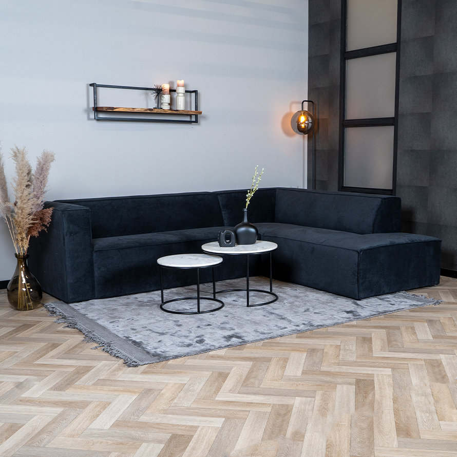 Scandinavische hoekbank Memphis zwart stof gemêleerd rechts - Afbeelding 2