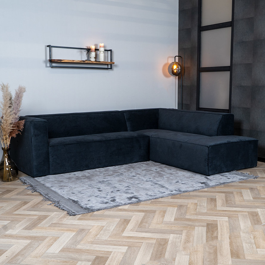 Scandinavische hoekbank Memphis zwart stof gemêleerd rechts - Afbeelding 4