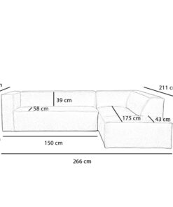 Scandinavische hoekbank Memphis zwart stof gemêleerd rechts - Afbeelding 8