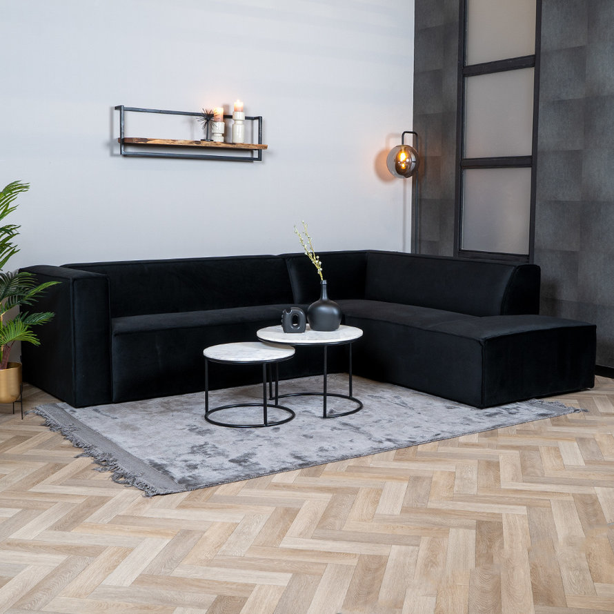 Velvet hoekbank Memphis zwart rechts - Afbeelding 2