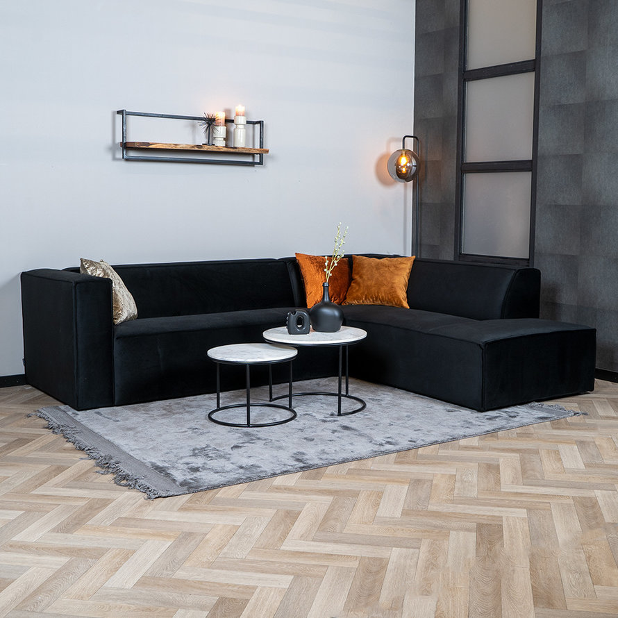 Velvet hoekbank Memphis zwart rechts - Afbeelding 3