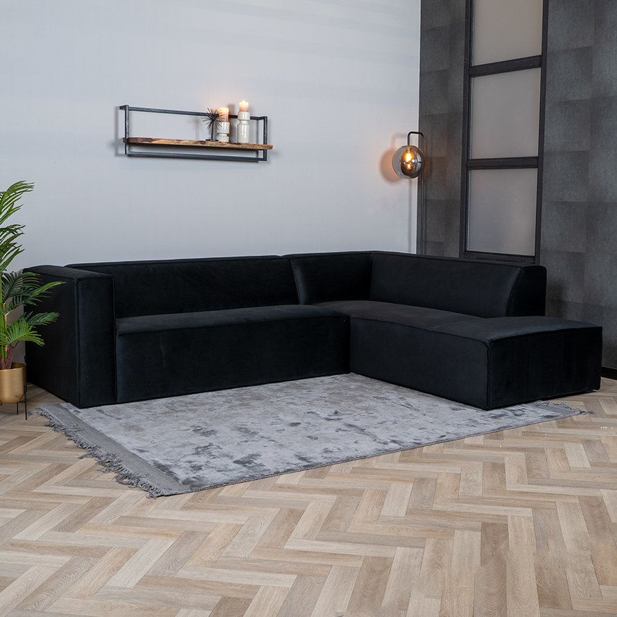 Velvet hoekbank Memphis zwart rechts - Afbeelding 4