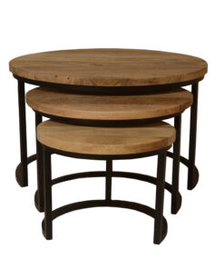 Industriële salontafel set Lucy mangohout (set van 3)
