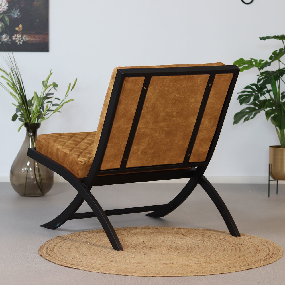 Design fauteuil Madrid velvet Luxury okergeel