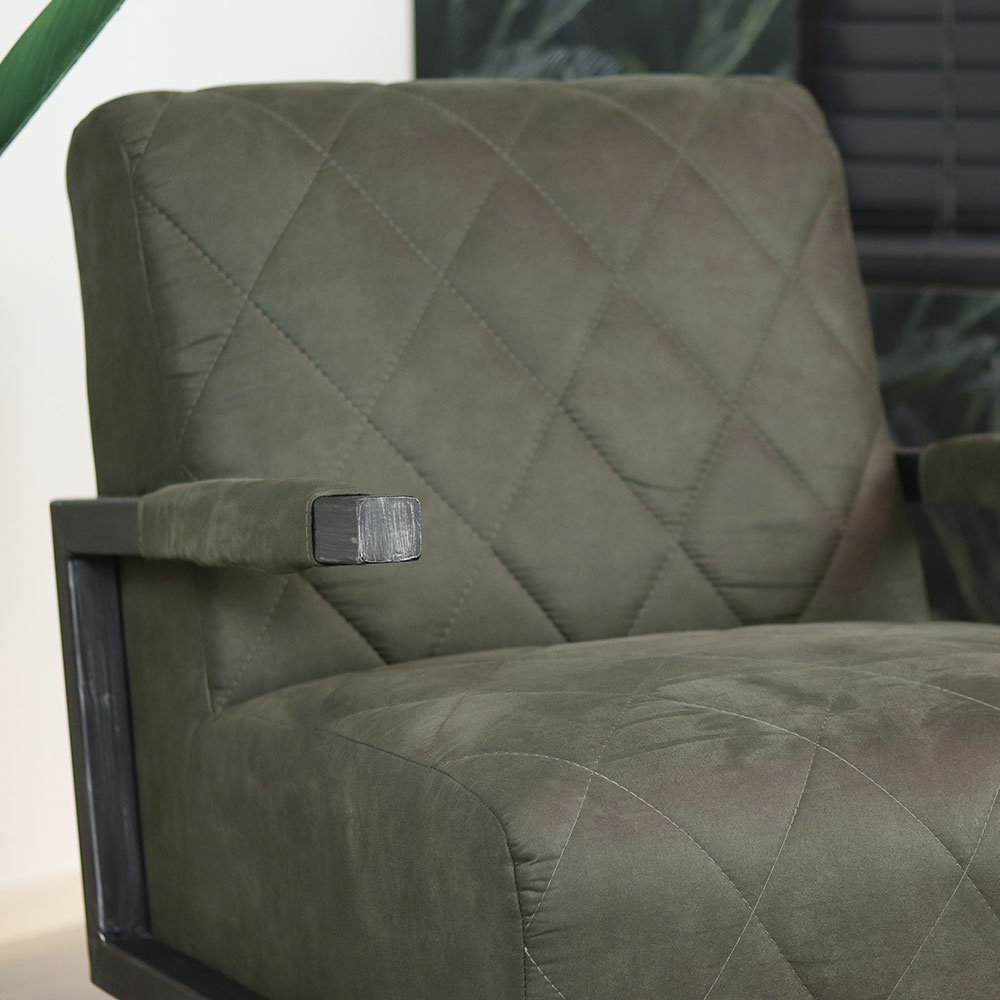 Industriële fauteuil Lucky olijfgroen microvezel