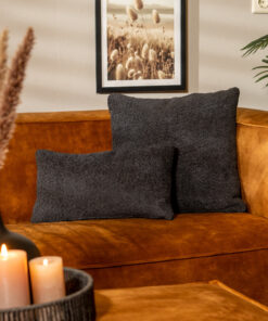 Sierkussen Nora bouclé stof zwart 25 x 45 cm