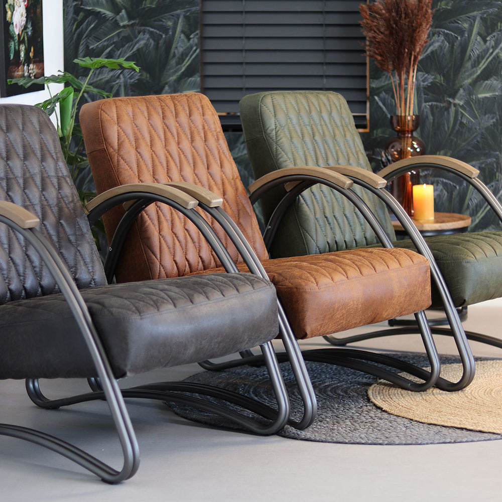 zonlicht Refrein amateur Industriële fauteuil Ivy eco-leer antraciet • Handel in geluk