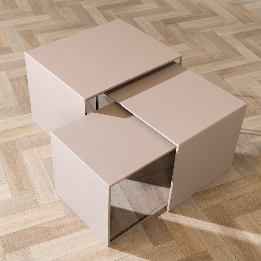 Bijzettafel Lucia metaal taupe 34 cm hoog - Afbeelding 7