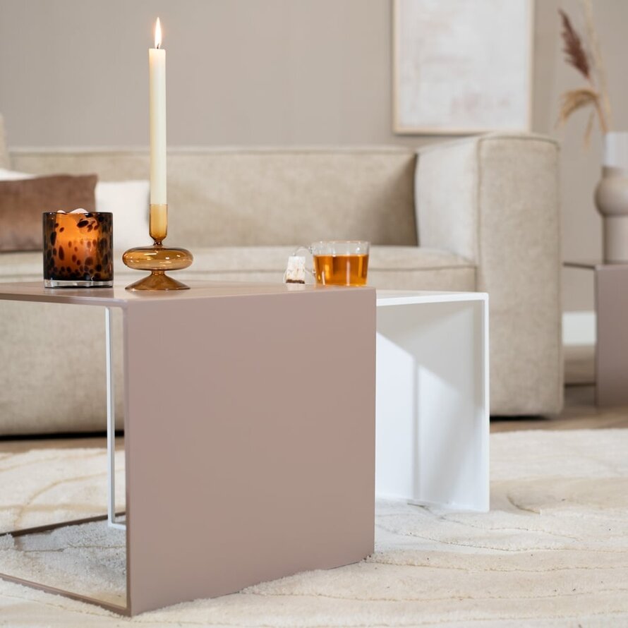 Bijzettafel Lucia metaal taupe 34 cm hoog - Afbeelding 10