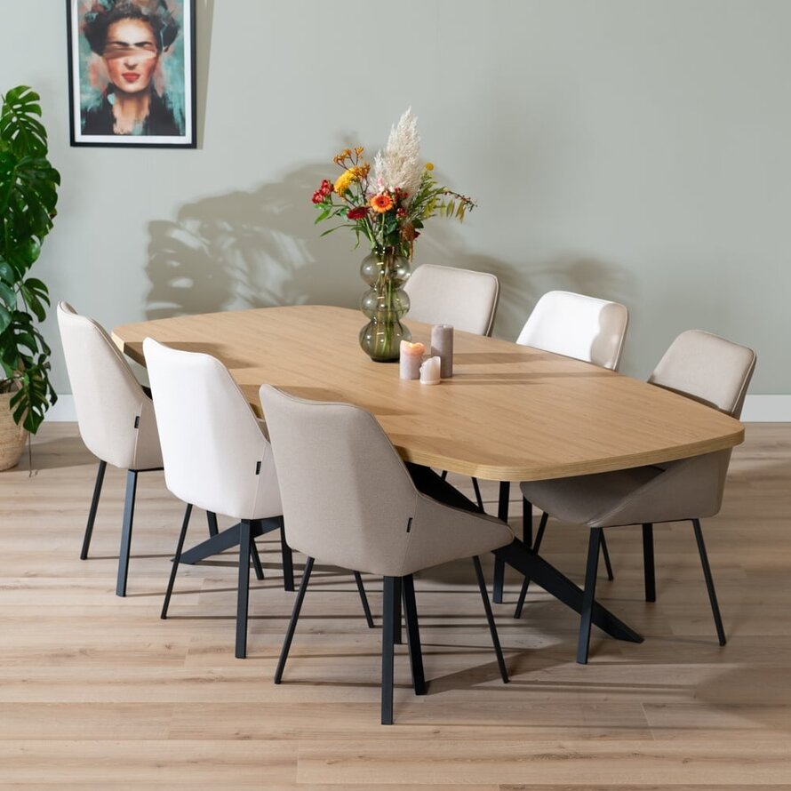 Eettafel Dio Deens ovaal melamine eiken 240 x 120 cm - Afbeelding 9