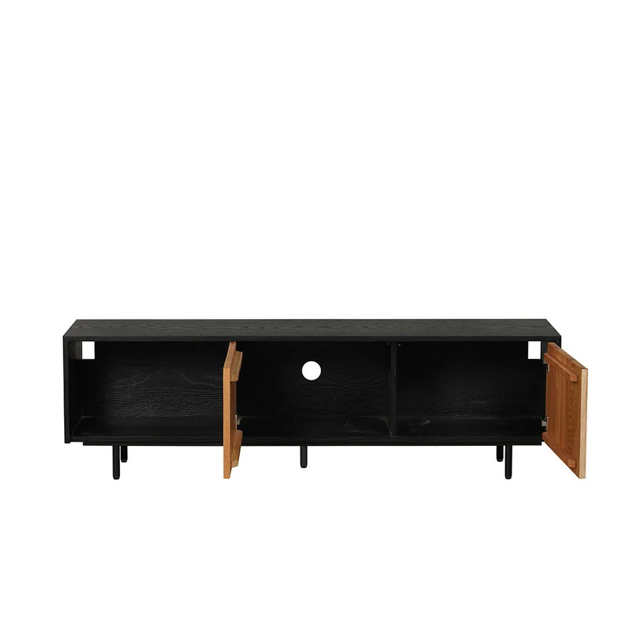 Tv-meubel Ray zwart/blank eiken 150 cm - Afbeelding 3