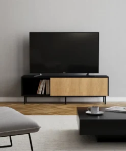 Tv-meubel Ray zwart/blank eiken 150 cm - Afbeelding 5