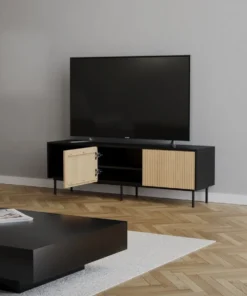Tv-meubel Ray zwart/blank eiken 150 cm - Afbeelding 6