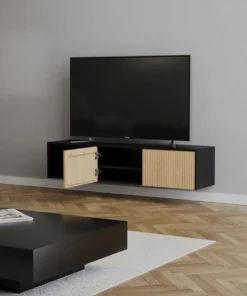 Tv-meubel Ray zwart/blank eiken 150 cm - Afbeelding 7