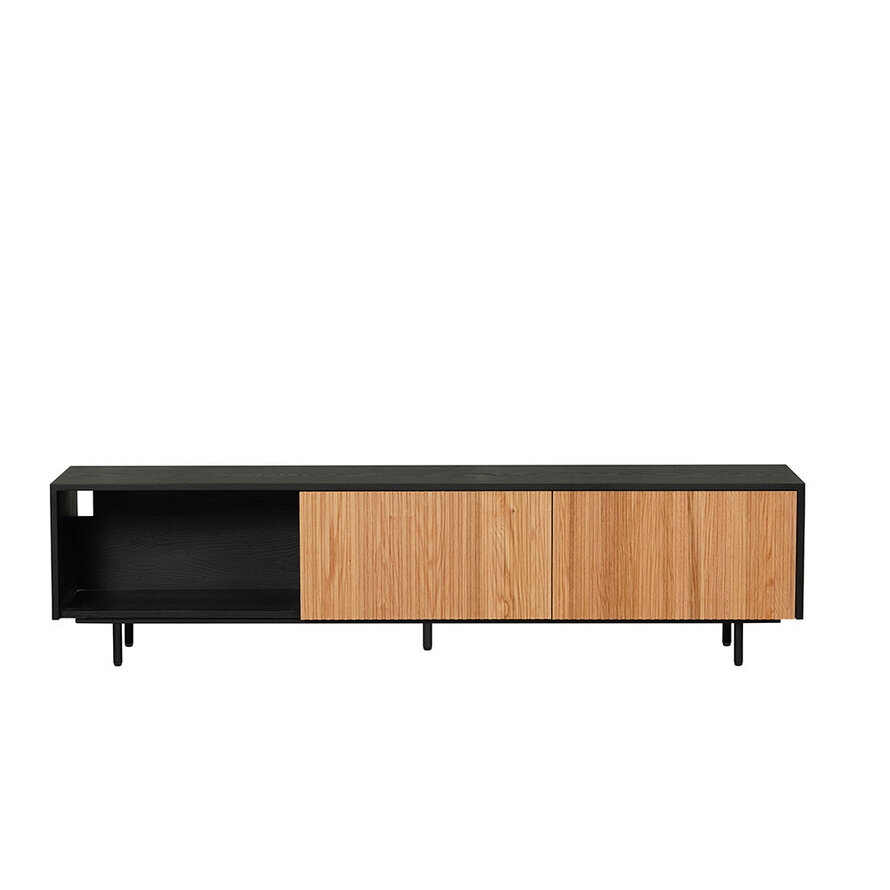 Tv-meubel Ray zwart/blank eiken 180 cm - Afbeelding 2