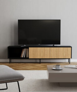 Tv-meubel Ray zwart/blank eiken 180 cm - Afbeelding 4