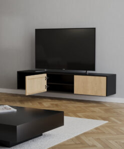 Tv-meubel Ray zwart/blank eiken 180 cm - Afbeelding 7