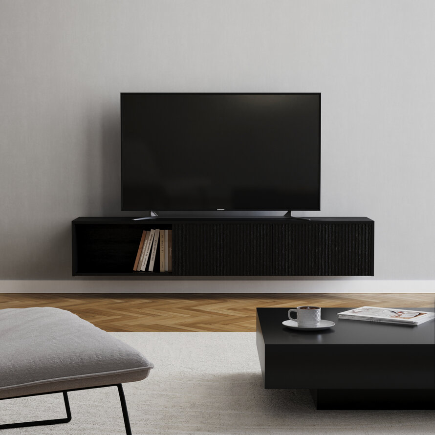 Tv-meubel Ray zwart eiken 180 cm - Afbeelding 5