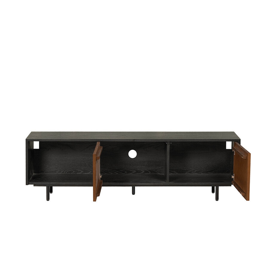 Tv-meubel Ray zwart/rustiek eiken 150 cm - Afbeelding 3