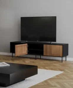 Tv-meubel Ray zwart/rustiek eiken 180 cm - Afbeelding 6