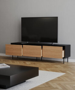 Tv-meubel Thomas zwart/blank eiken 150 cm - Afbeelding 6