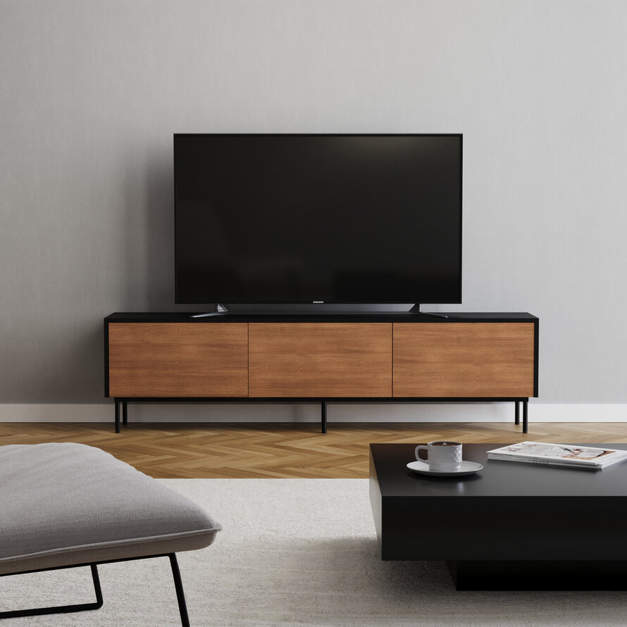 Tv-meubel Thomas zwart/rustiek eiken 180 cm - Afbeelding 4