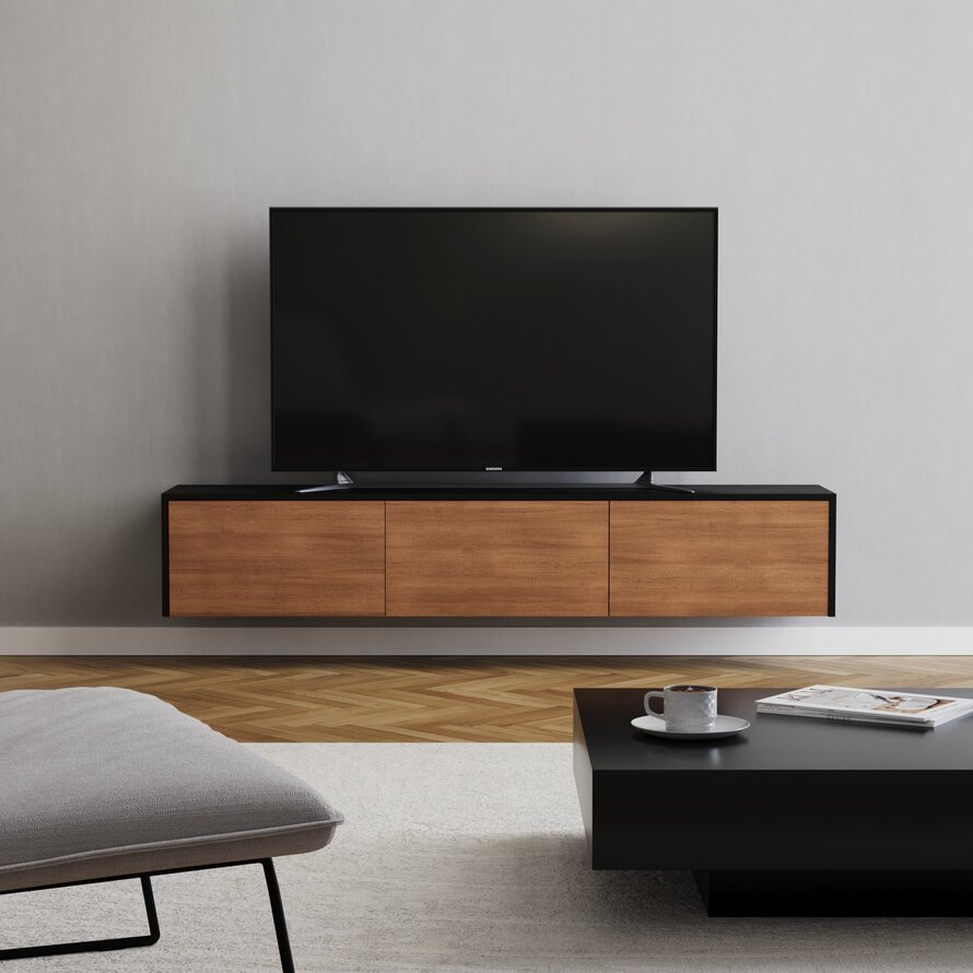 Tv-meubel Thomas zwart/rustiek eiken 180 cm - Afbeelding 5